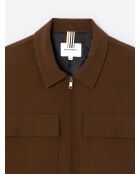 Veste casual à col chemise en viscose marron café