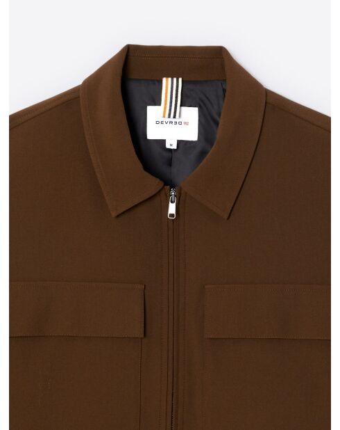 Veste casual à col chemise en viscose marron café