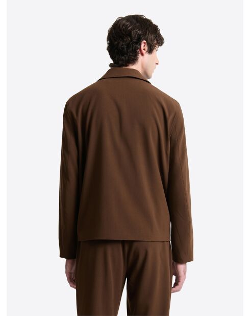 Veste casual à col chemise en viscose marron café