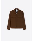 Veste casual à col chemise en viscose marron café