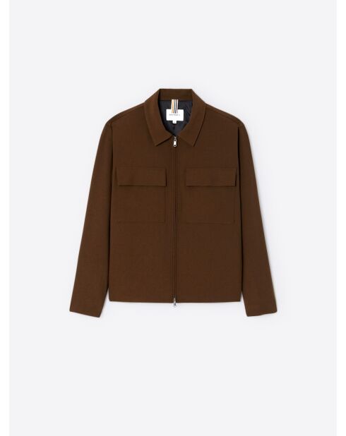 Veste casual à col chemise en viscose marron café