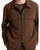 Veste casual à col chemise en viscose marron café