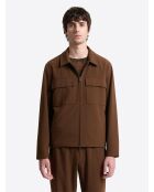 Veste casual à col chemise en viscose marron café