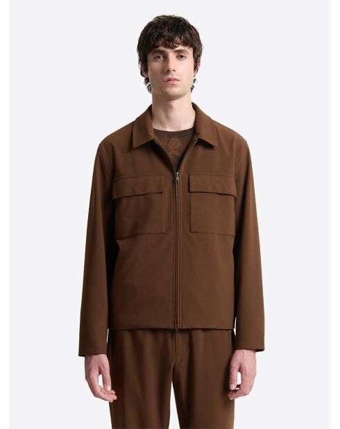 Veste casual à col chemise en viscose marron café