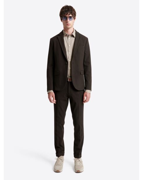 Veste de costume en polyester recyclé chocolat