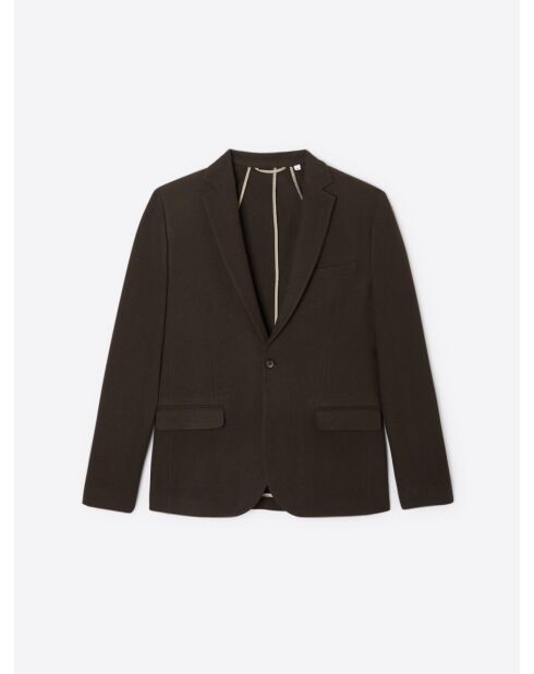 Veste de costume en polyester recyclé chocolat