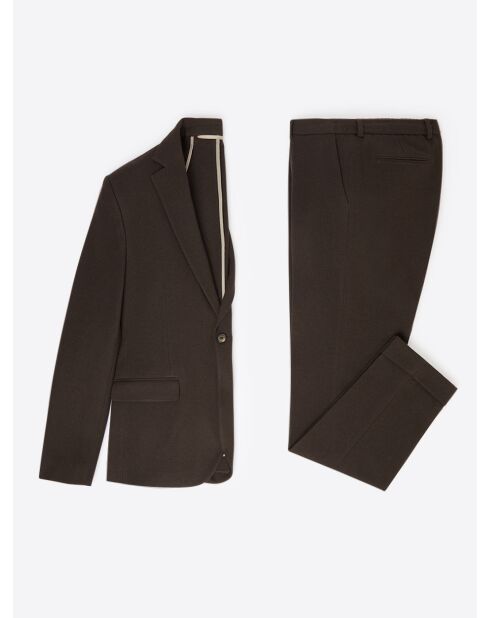 Veste de costume en polyester recyclé chocolat