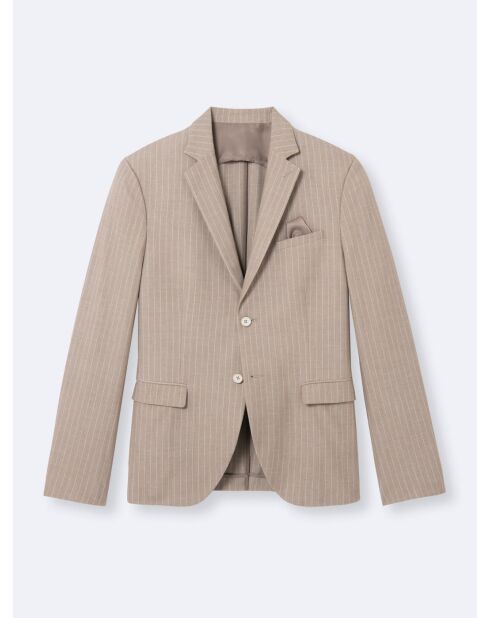 Veste de costume extraslim rayée beige