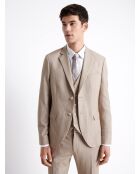 Veste de costume extraslim rayée beige