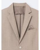 Veste de costume extraslim rayée beige