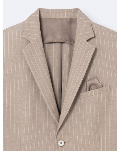 Veste de costume extraslim rayée beige