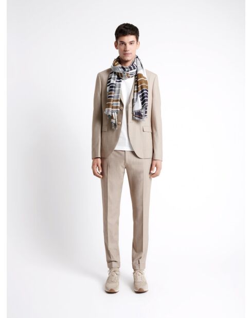Veste de costume extraslim rayée beige