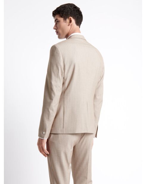 Veste de costume extraslim rayée beige