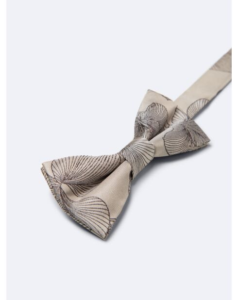 Papillon floreale in misto seta beige chiaro