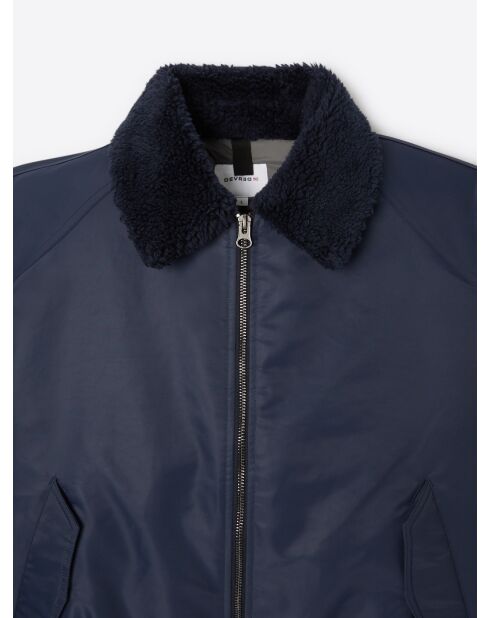 Blouson bomber à col sherpa bleu marine