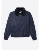 Blouson bomber à col sherpa bleu marine