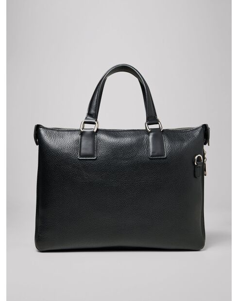 Sac ordinateur en cuir noir - 38x28x40 cm