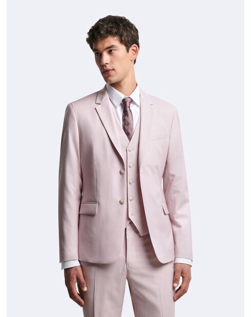 Veste de costume 100% laine rose poudré