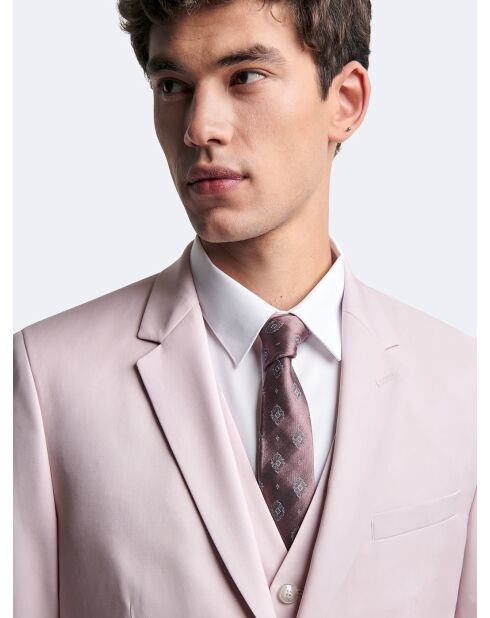 Veste de costume 100% laine rose poudré