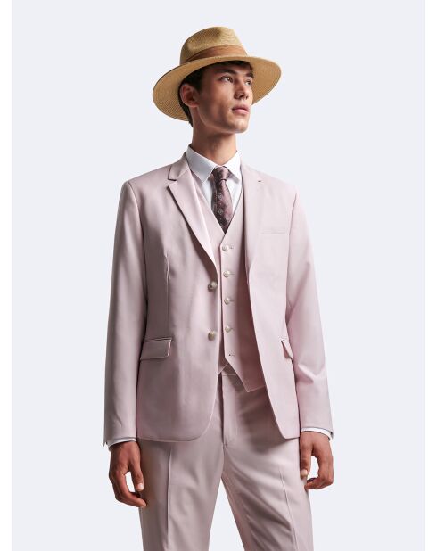 Veste de costume 100% laine rose poudré