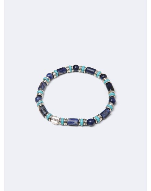 Bracelet bicolore en perle et bois turquoise