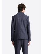 Veste de costume slim à carreaux bleue