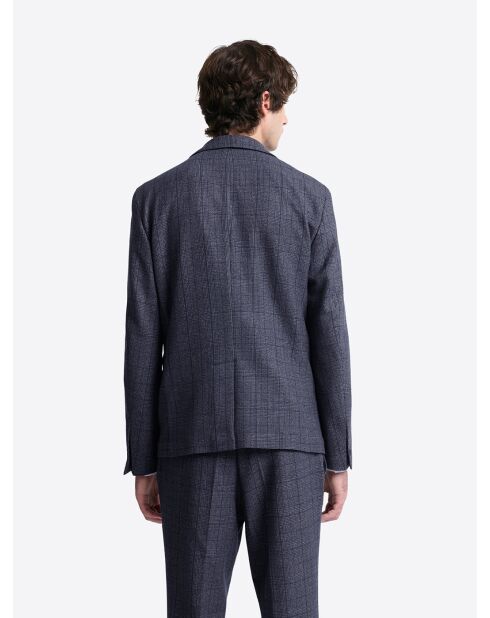 Veste de costume slim à carreaux bleue