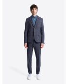 Veste de costume slim à carreaux bleue