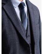 Veste de costume slim à carreaux bleue