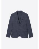 Veste de costume slim à carreaux bleue