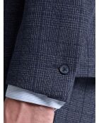 Veste de costume slim à carreaux bleue