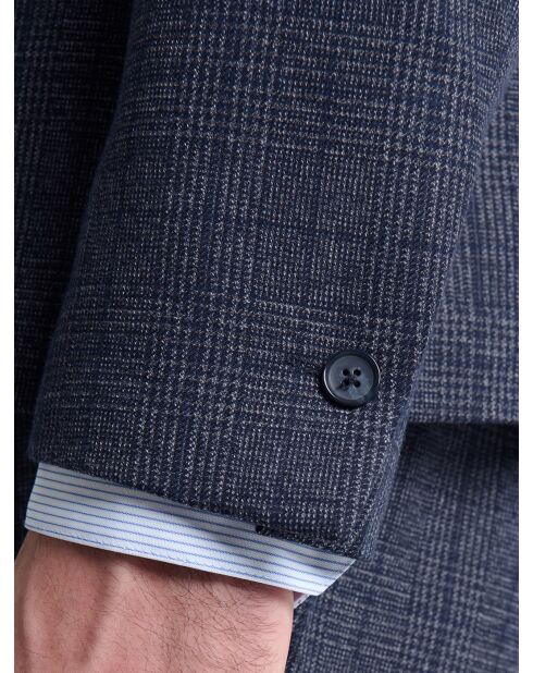 Veste de costume slim à carreaux bleue