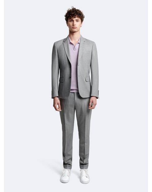 Veste de costume 100% laine gris chiné clair