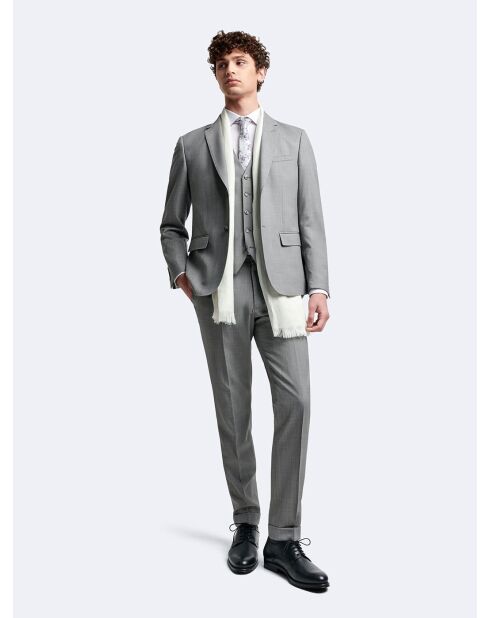 Veste de costume 100% laine gris chiné clair