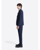 Veste de costume slim en flanelle bleu marine