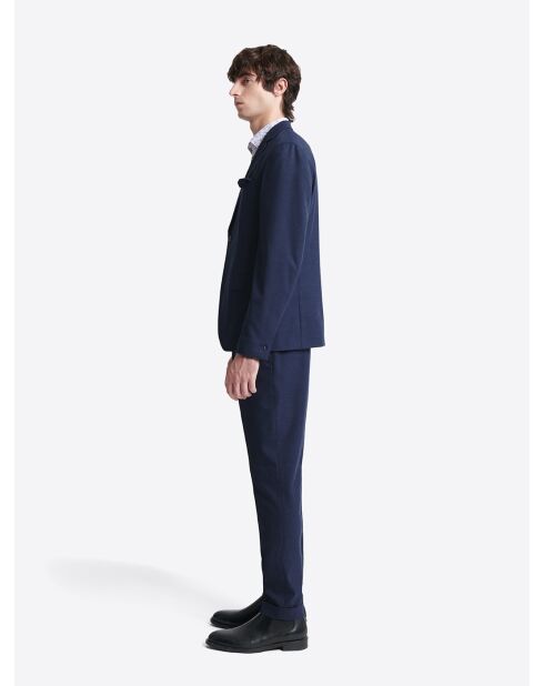 Veste de costume slim en flanelle bleu marine