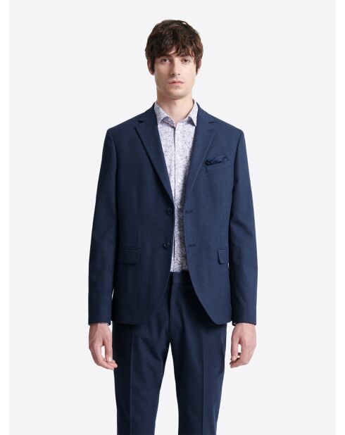 Veste de costume slim en flanelle bleu marine