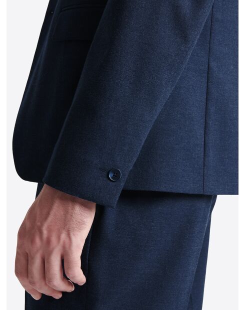 Veste de costume slim en flanelle bleu marine