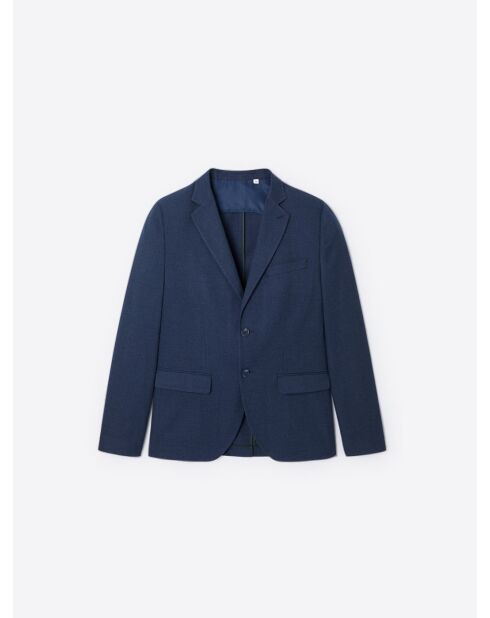 Veste de costume slim en flanelle bleu marine