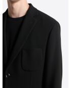 Veste de costume stretch en seersucker noire