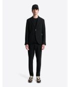 Veste de costume stretch en seersucker noire