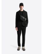 Veste de costume stretch en seersucker noire