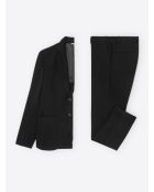 Veste de costume stretch en seersucker noire