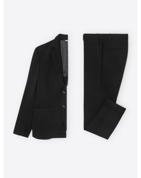 Veste de costume stretch en seersucker noire