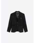 Veste de costume stretch en seersucker noire