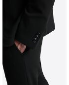 Veste de costume stretch en seersucker noire