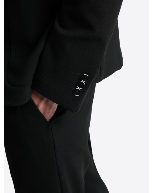 Veste de costume stretch en seersucker noire