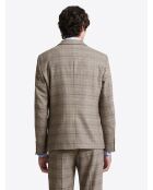 Veste de costume slim stretch à carreaux chestnut