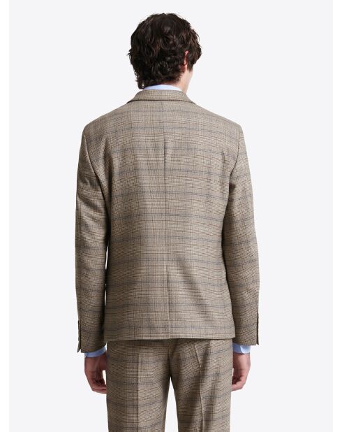 Veste de costume slim stretch à carreaux chestnut