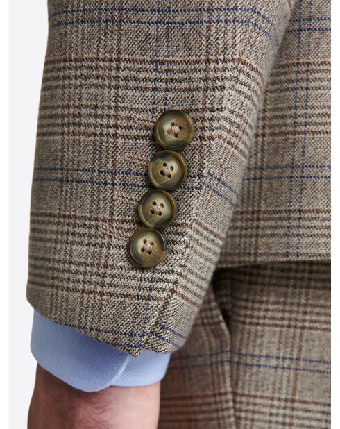 Veste de costume slim stretch à carreaux chestnut